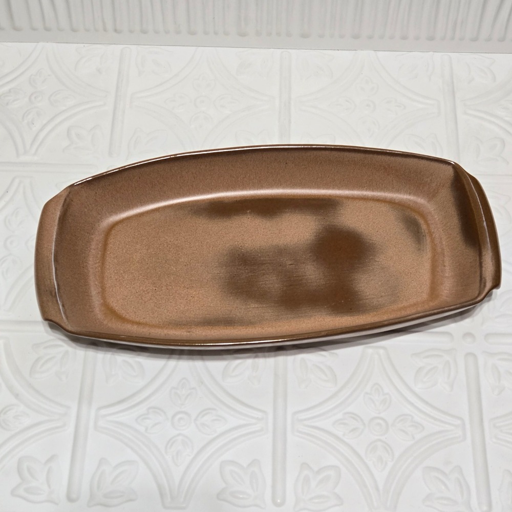 Frankoma Pottery Rectangle Serving Plate Brown Tan‎ 5Q